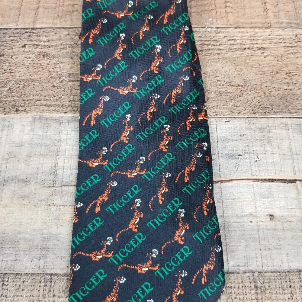 Disney Tigger Men's Necktie Black Winnie Pooh Made in Korea
